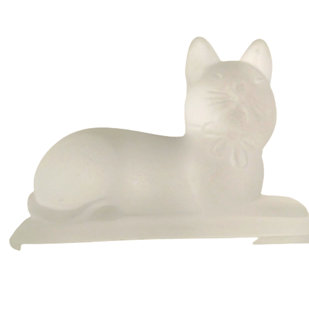 Cat Figurine Opaque Crystal Glass Paperweight 4" - Picture 1 of 8